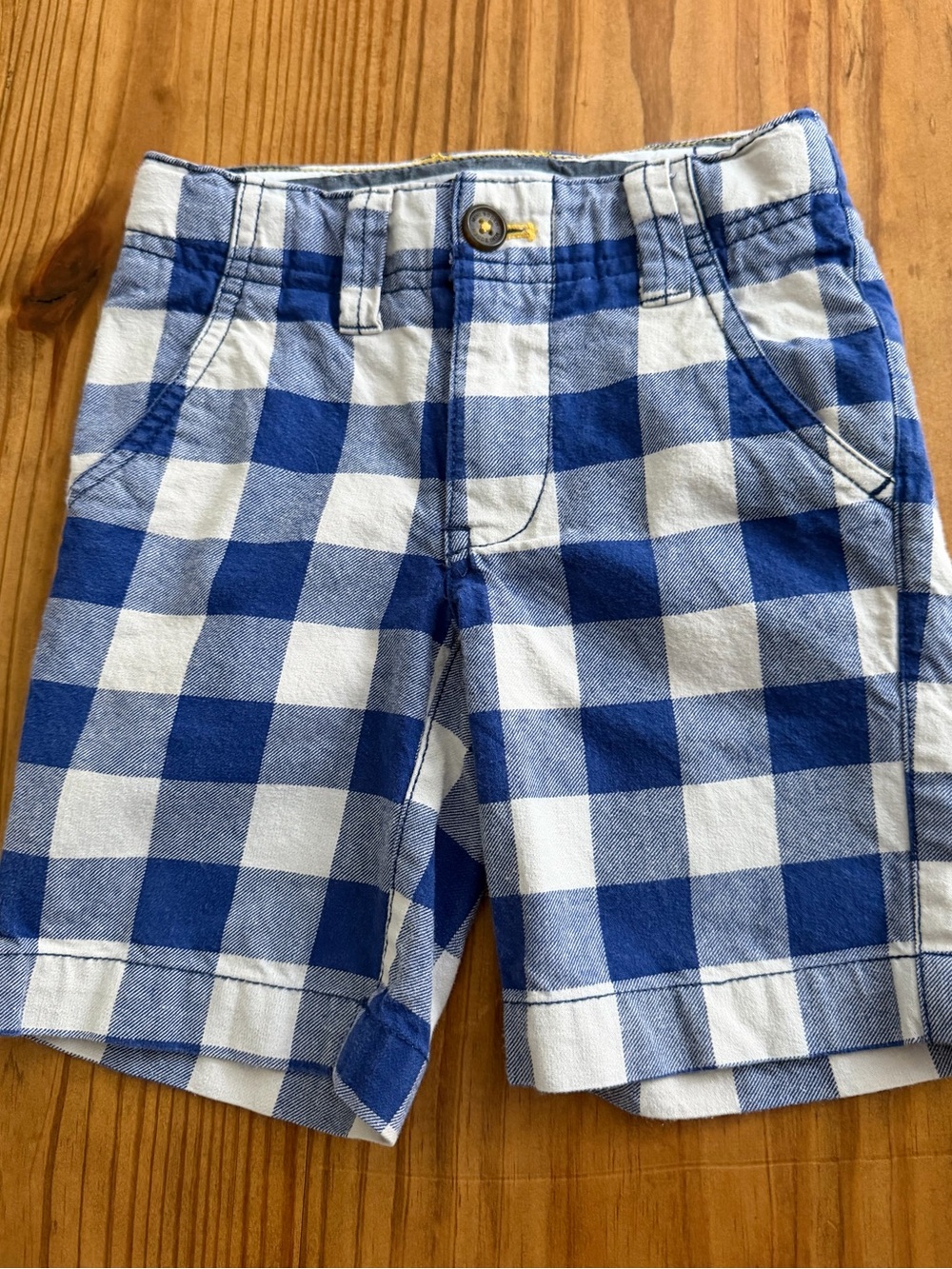 Mini Boden Boys Size 4 Blue Check Shorts
